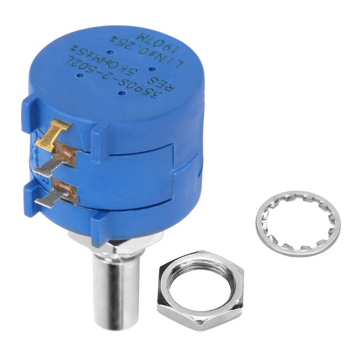 Potentiometru multiturn de precizie 5K Ohm, Enforose, rezistenta reglabila, 2W, tip rotativ