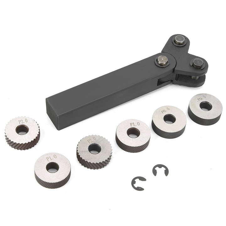 Set de instrumente de moletare liniara cu roti duble, Enforose, 0,5mm, 1mm, 2mm, negru, 26x8mm