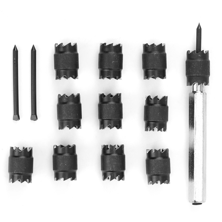 Set burghie pentru sudura punctiforma 3/8 Enforose, otel rapid, 13 piese, lungime lama 75mm, diametru tija 7mm