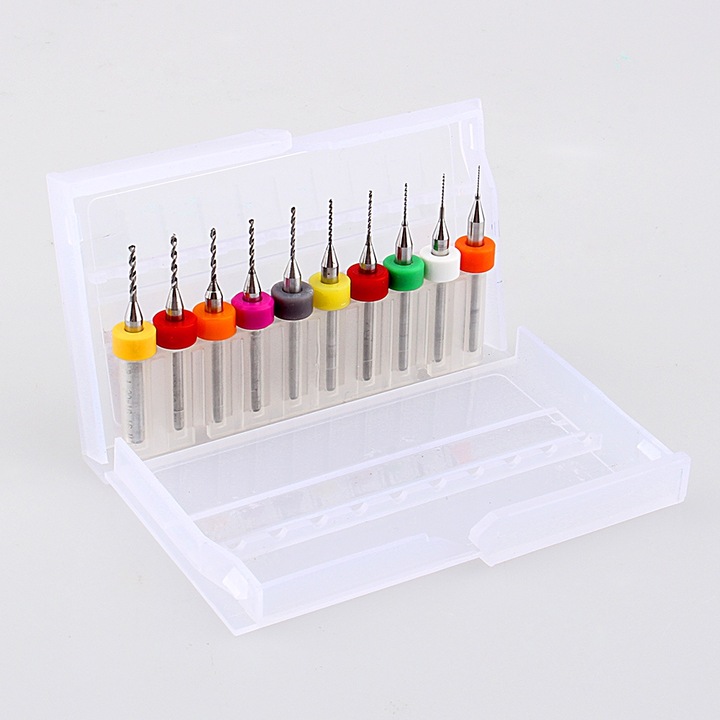 Set 10 Piese Burghie Micro Mini Twist 0.3-2mm, Carbura de Tungsten