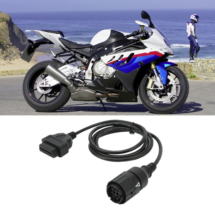 Diagnosztikai adapter OBD2 10 PIN apa – 16 PIN anya, Jormftte, 1.5m, fekete