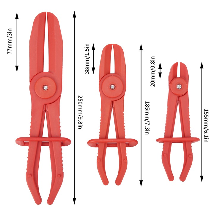 3 darab műanyag bilincs készlet tömlőkhöz, Jormftte, csúszásmentes fogantyúk, 250x185x155mm