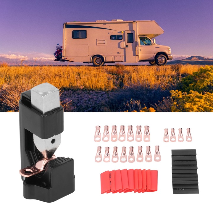 Akkumulátorkábel fej krimpelő szerszámok Kalapács akkumulátor saru krimpelő 20 terminállal 20 zsugorcső 8AWG-től 0000AWG-ig