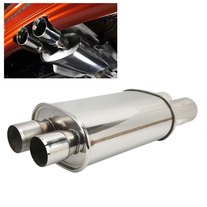 Jormftte autó kipufogó, 63x80mm, 76x150mm, rozsdamentes acél, univerzális