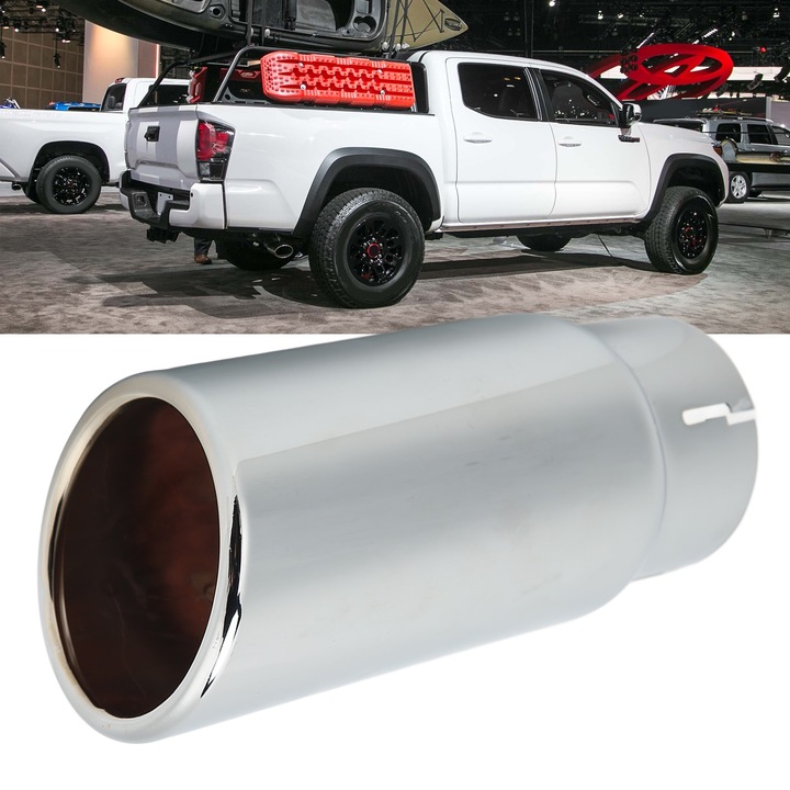 Jormftte PT932-35180-02 fém kipufogóvég Tacoma 2005-2020-hoz, kihúzható bemeneti méret 2.75-3.5 hüvelyk, ezüst