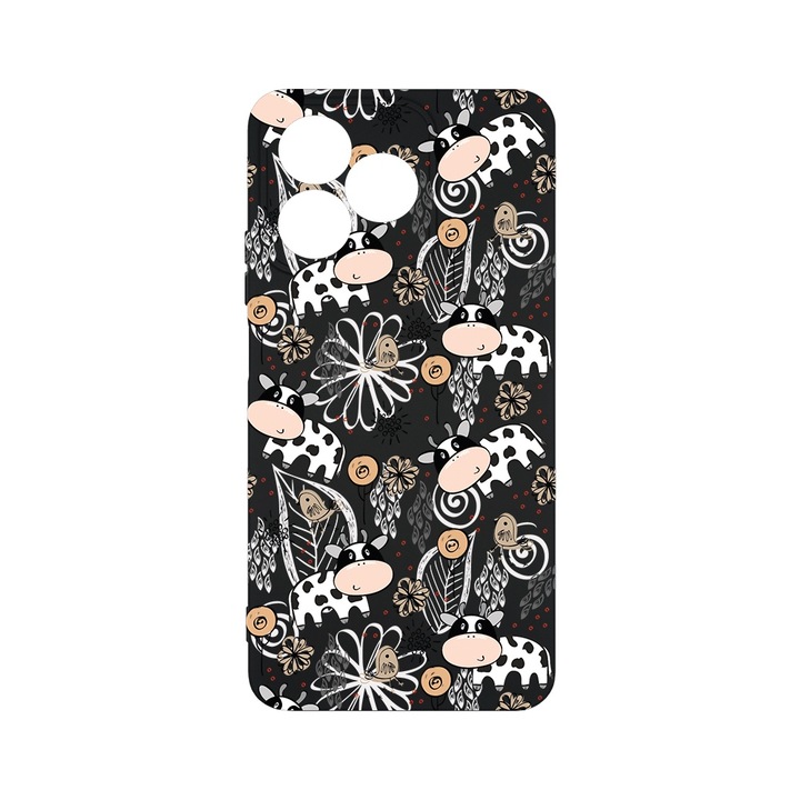 BestCase 1.2mm Szilikon telefontok, kompatibilis modell Realme C53 / C51 / Realme Note 50, Cow Pattern, Kamera Védelem, Mikroszálas puha belső, PB 1434
