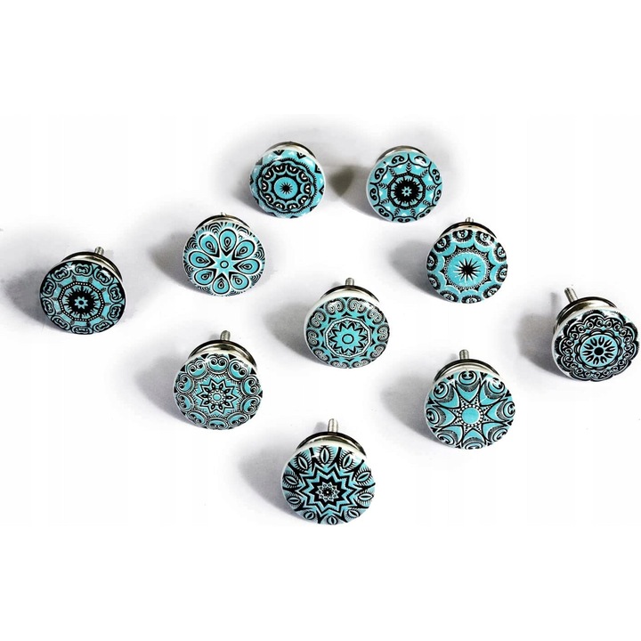 Set 10 Butoane, Luka, Ceramica, 40 mm, Albastru