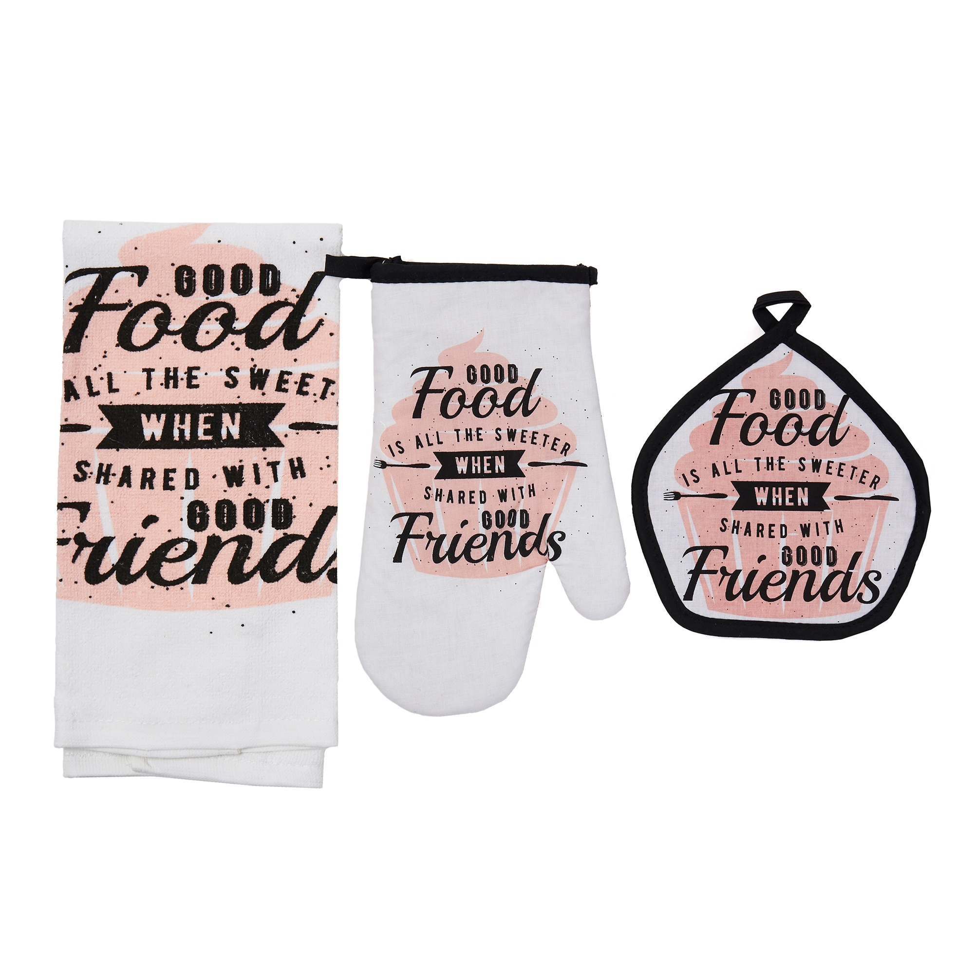 Set bucatarie 3 piese Heinner Home, bumbac, model Briosa Roz