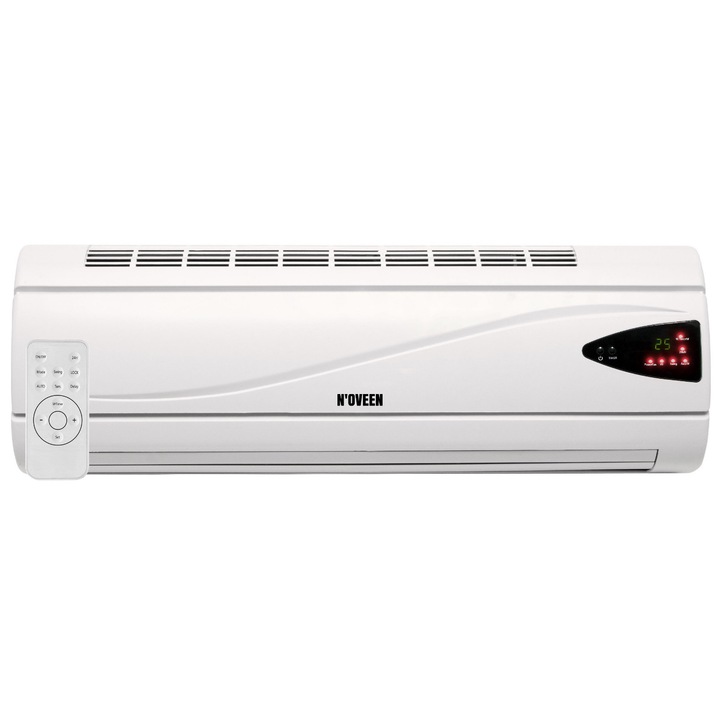 Стенен нагревател Noveen, 2000 W, LED дисплей, Термостат, PTC нагревателен елемент, Функция SWING, HC2200, Бял