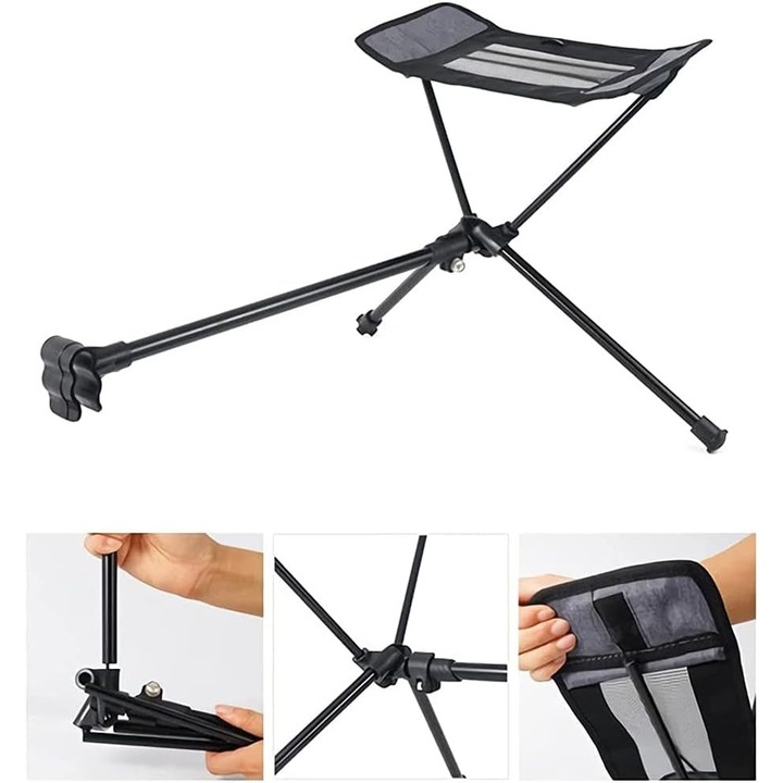 Suport picioare pliabil reglabil, aluminiu si nylon, 44x70cm, portabil