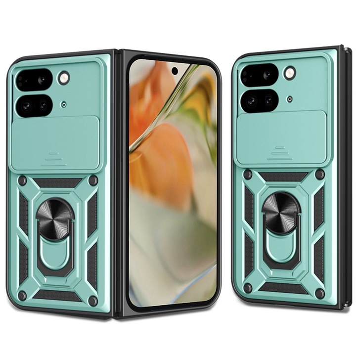 Калъф за Google Pixel 9 Pro Fold DaDen® Hybrid Armor Kickstand, Slider Camera, Противоударна, Превъзходна Защита, Зелен