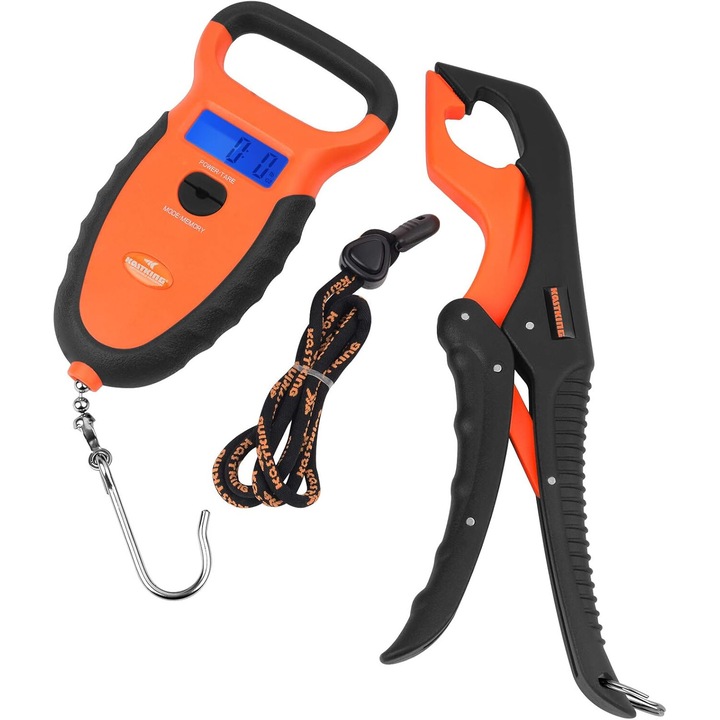 Cantar de peste cu maner plutitor, calibrare de precizie Maner anti-alunecare Ecran LCD cu iluminare din spate Design rezistent la apa Masurator portabil incorporat pentru aventuri de pescuit (0-50 lbs/0-22,68 kg)