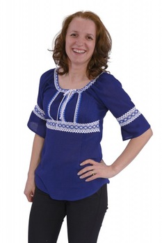 Bluza ie albastra cu dantela BL150 NatuRustiQ Bluza ie albastra cu dantela BL150 NatuRustiQ
