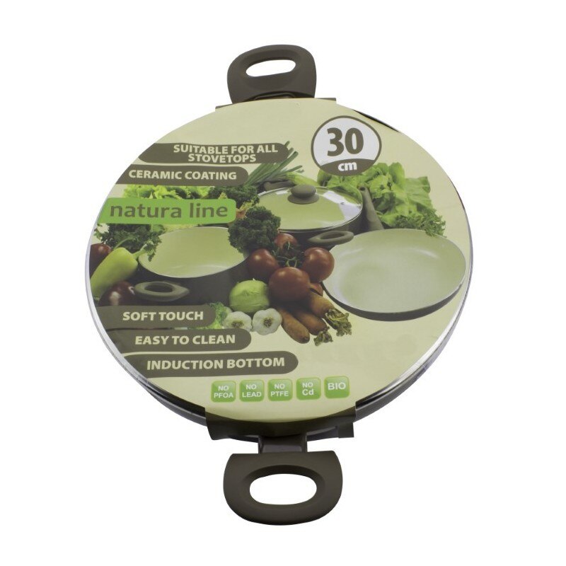 Wok 30 cm cu acoperire ceramica cu doua manere plus capac