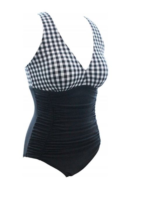 Costum de baie dama, Nylon/Elastan, Negru/Alb