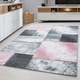 Covor, Ayyildiz, Hawaii, 80x150 cm, Polipropilena, Patrate, Modern, 2800 g/m², Dreptunghiular, Spate Din Juta Naturala, Fire 100% PP Frise, Taiat, Pentru Interior, Roz/Gri