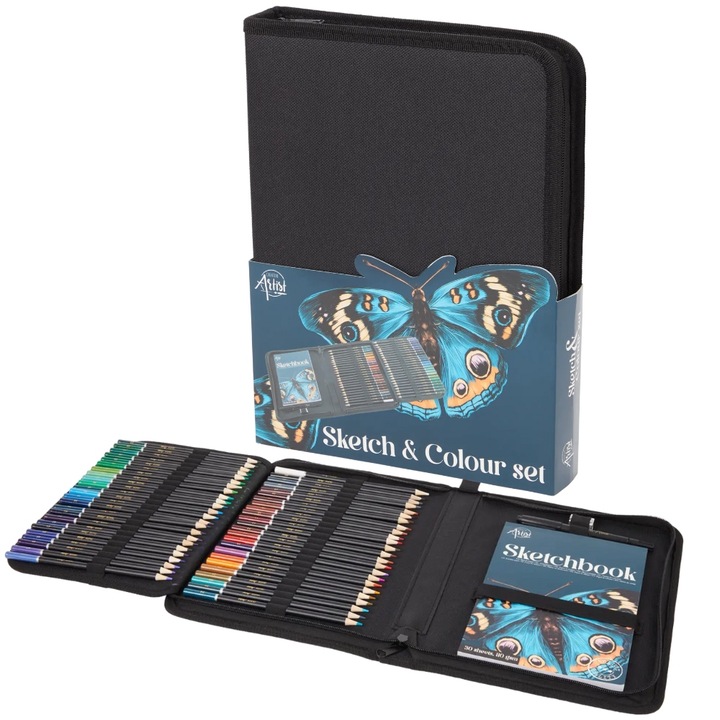 Комплект за рисуване и оцветяване, ЦИП, 75 елемента, 65 цвята, черен