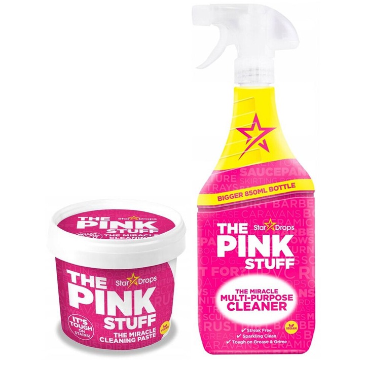 Почистващ комплект, The Pink Stuff, паста 850 g + спрей 850 ml