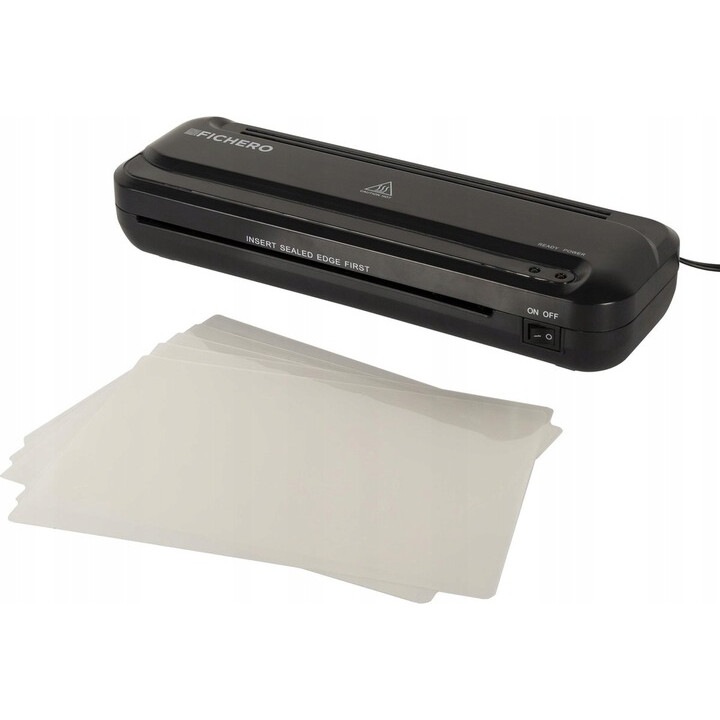 Laminator + 5 foi, Fichero, Design modern, A4, 256 W, 220 mm/min, Negru