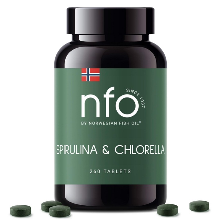 Étrend-kiegészítő Spirulina/Chlorella, NFO, 260 tabletta