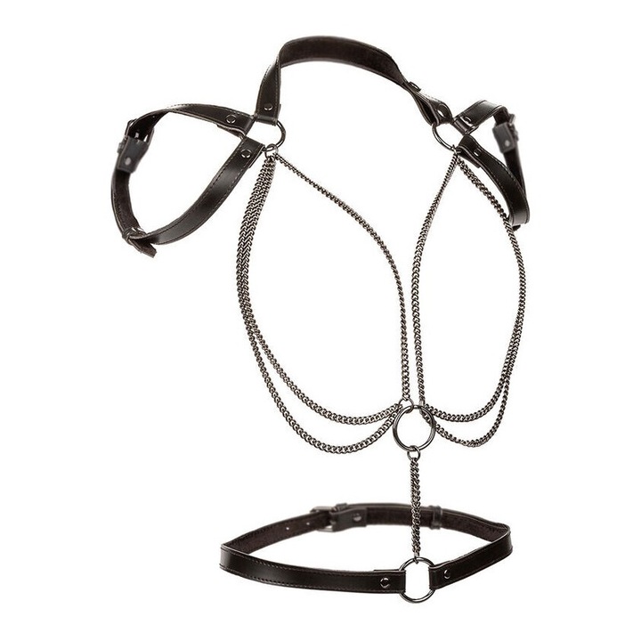 Ham BDSM CalExotics, Euphoria, lant metalic, interior catifelat, piele ecologica, negru