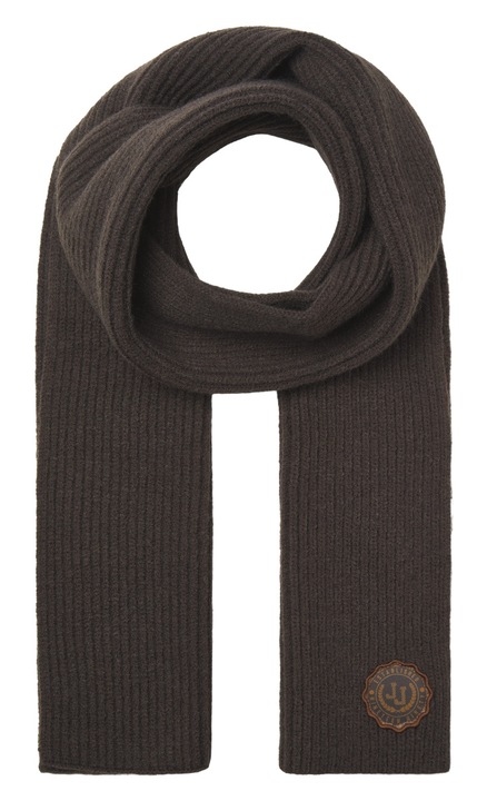 Fular unisex Jack & Jones, imprimeu logo, material moale textil, maro inchis