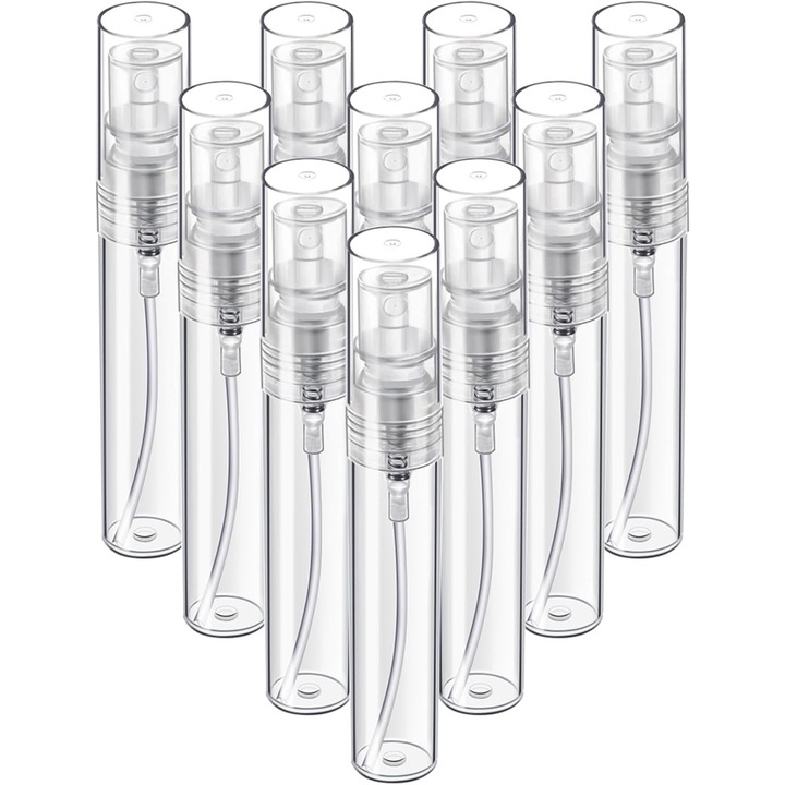 Set 25 Sticlute cu Pulverizator, Comando Cosmetics, Diversitate Larga de Aplicabilitate, Transparente, Reincarcabile, Anti-Scurgere, 10 ML