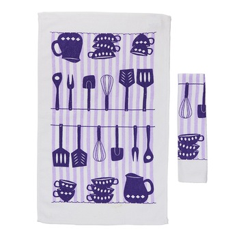 Set 2 prosoape bucatarie Heinner Home, bumbac, 38 x 63 cm, model Linguri Set 2 prosoape bucatarie Heinner Home, bumbac, 38 x 63 cm, model Linguri