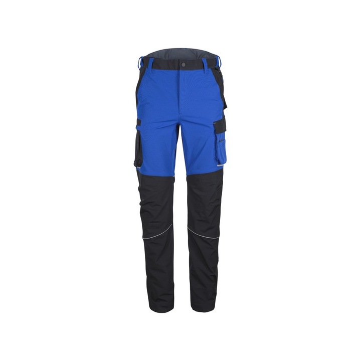 Pantaloni de lucru TOP PHOENIX EL4D P cu talie, fibre mixte, elastic, negru/albastru regal, marimea: 6XL