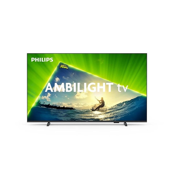 Телевизор Philips, 43PUS8209/12, 43", 4K, Ultra HD, QLED, 3840x2160, DVB-T/T2/T2-HD/C/S/S2, 60Hz, Ambilight 3, Pixel Precise UHD, HDR+, Titan OS, Dolby Atmos, VRR, 3*HDMI, 2*USB, Черен