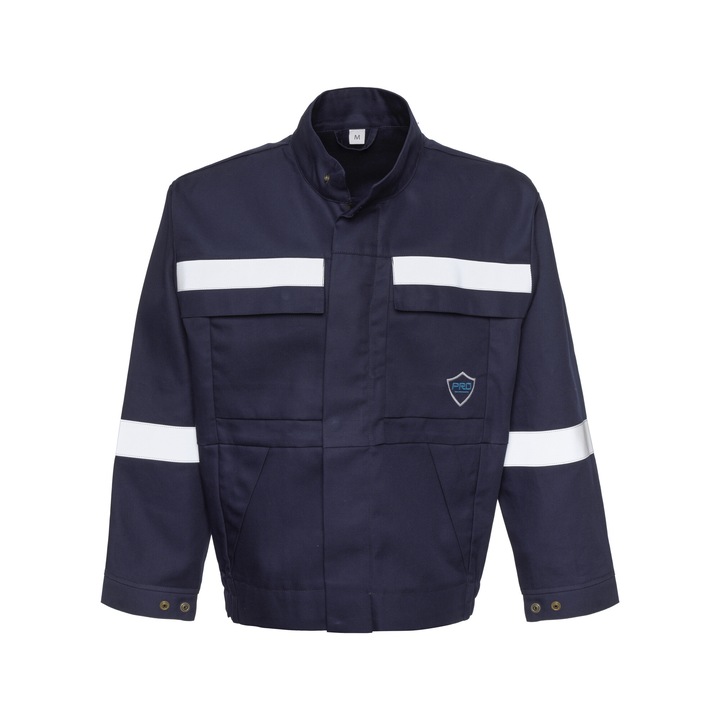 Jacheta de protectie TOP PRO FLAME RF-J impotriva caldurii, flacarii si substantelor chimice lichide, albastru inchis, marime: M