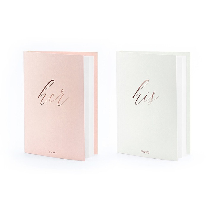 Set 2 Okladki na Przysiegi Slubne, PartyDeco, Rozie si Gri, 15x11cm