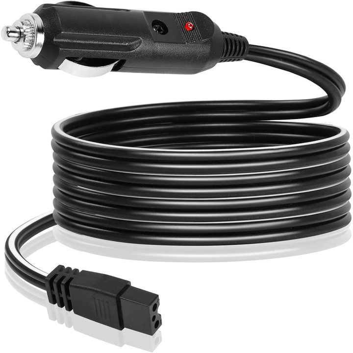 18AWG 12V tápkábel, PsAyl, A++ hordozható autós hűtőszekrényhez, 3 m, fekete