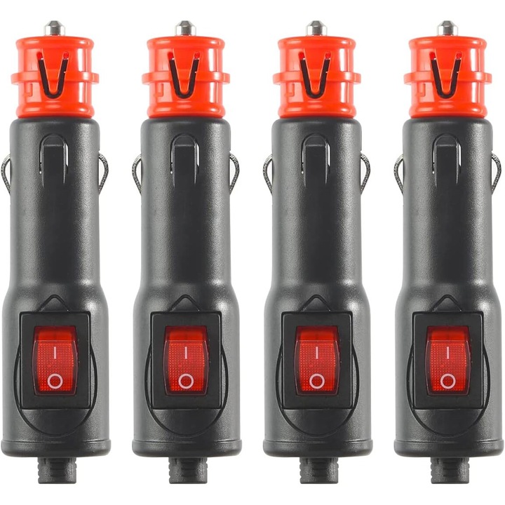 Set 4 Priza bricheta 12-24V cu intrerupator si siguranta F 8A 5x20mm, PsAyl®