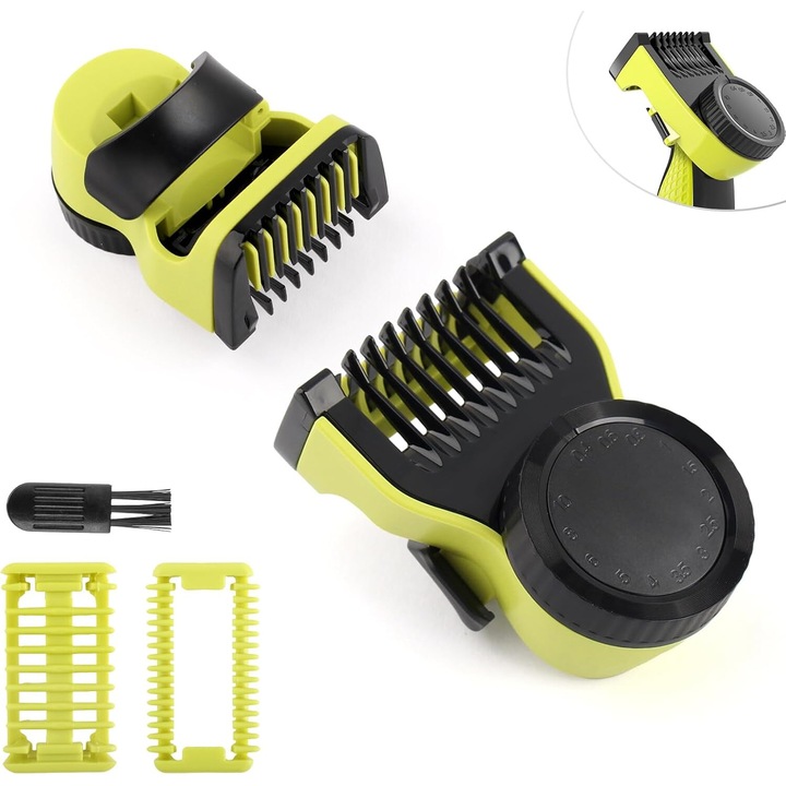 Emelő Philips OneBlade borotvához, PsAyl®, 14 különböző méretű fésű, nedves és száraz, vezetőfésű, védőtartozék, 0,4-10 mm, kefe mellékelve, újrafelhasználható