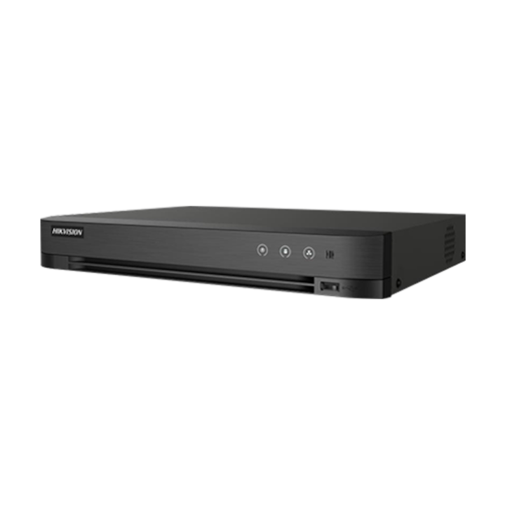 DVR 4 канала аналогов макс. 4K, 4 канала IP макс. 4K, АУДИО 'по коаксиален', Аларма, 1U - HIKVISION iDS-7204HTHI-M1-S(4A+4/1ALM)