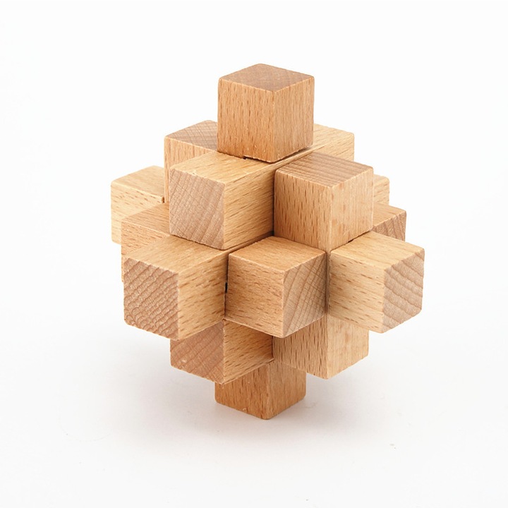 Jucarie interactiva din lemn, galben, 220x220x75mm, set de jucarii educationale pentru copii