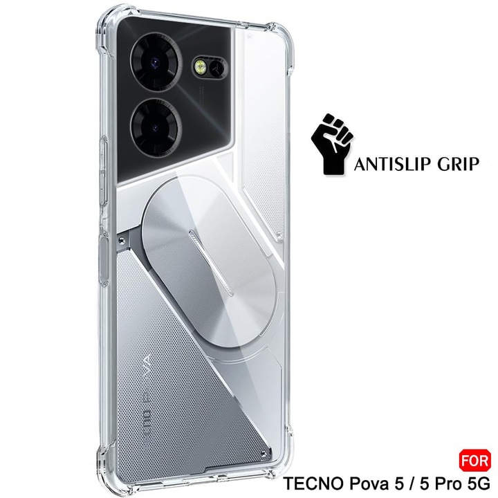 Кейс за Tecno Pova 5 Pro - Shockproof Clear Silicone - Прозрачен