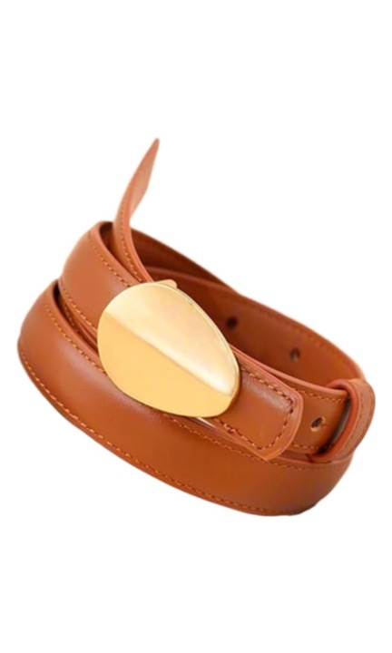 Női öv, divatos, alkalmi, multifunkcionális, farmerhez alkalmas, állítható, 105 cm, 1,8 cm, fém csat, kényelmes, sokoldalú, bőr, Barna