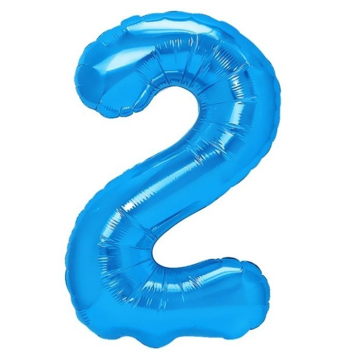 Fólia Lufi, Danex, Szám Figura, Születésnapi Tématika 100 cm, Egyedi Csomagolás, Szívószál Mellékelve, Levegővel vagy Héliummal Fújható, Kék, 2-es Szám