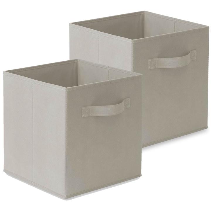 Комплект от 2 кутии за организиране и съхранение, Hggzeg, 27x27x27 см, сгъваема и многофункционална за съхранение на играчки, дрехи, аксесоари, перфектна за дома и офиса, сива