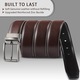 Valódi bőr férfi öv, Axroad Mall, kétoldalas kivitel, prémium klasszikus fém csattal, díszdoboz, állítható hosszúságú, kopás- és karcálló, marhabőr, 120 cm, sötétbarna