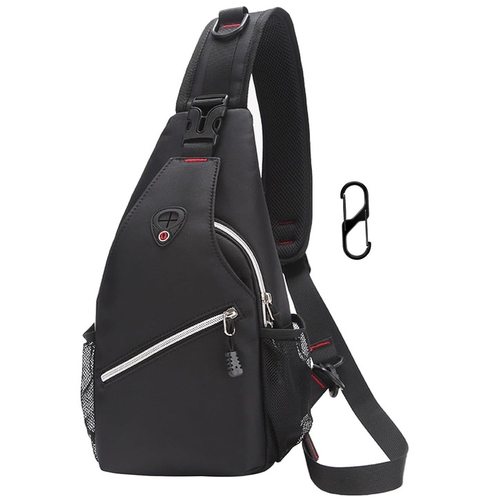 Чанта през рамо, Axroad Mall, с карабинер, унисекс, водоустойчива, 4 джоба, регулируема презрамка, Oxford Canvas, може да побере iPad, портфейли, книги, за пътуване, пазаруване, ваканция, 18*8*35 см, черна