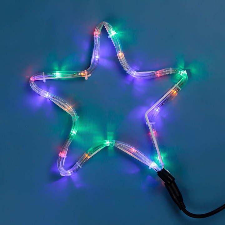 Decoratiune Luminoasa LED, Stea, 27x27cm, Multicolor, Cablu Negru