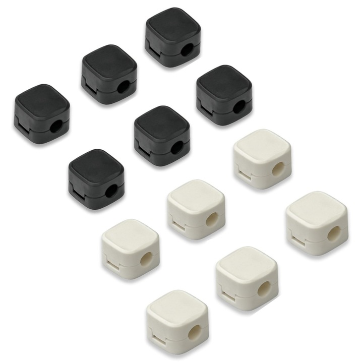 Set 12 Buc Organizator cabluri, Vanaxalife®, Alb/ Nergu