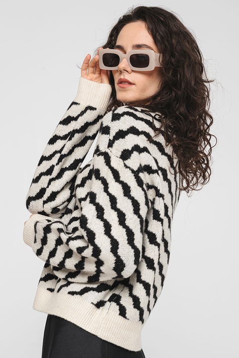 Vero Moda, Pulover lejer, Negru/Alb murdar