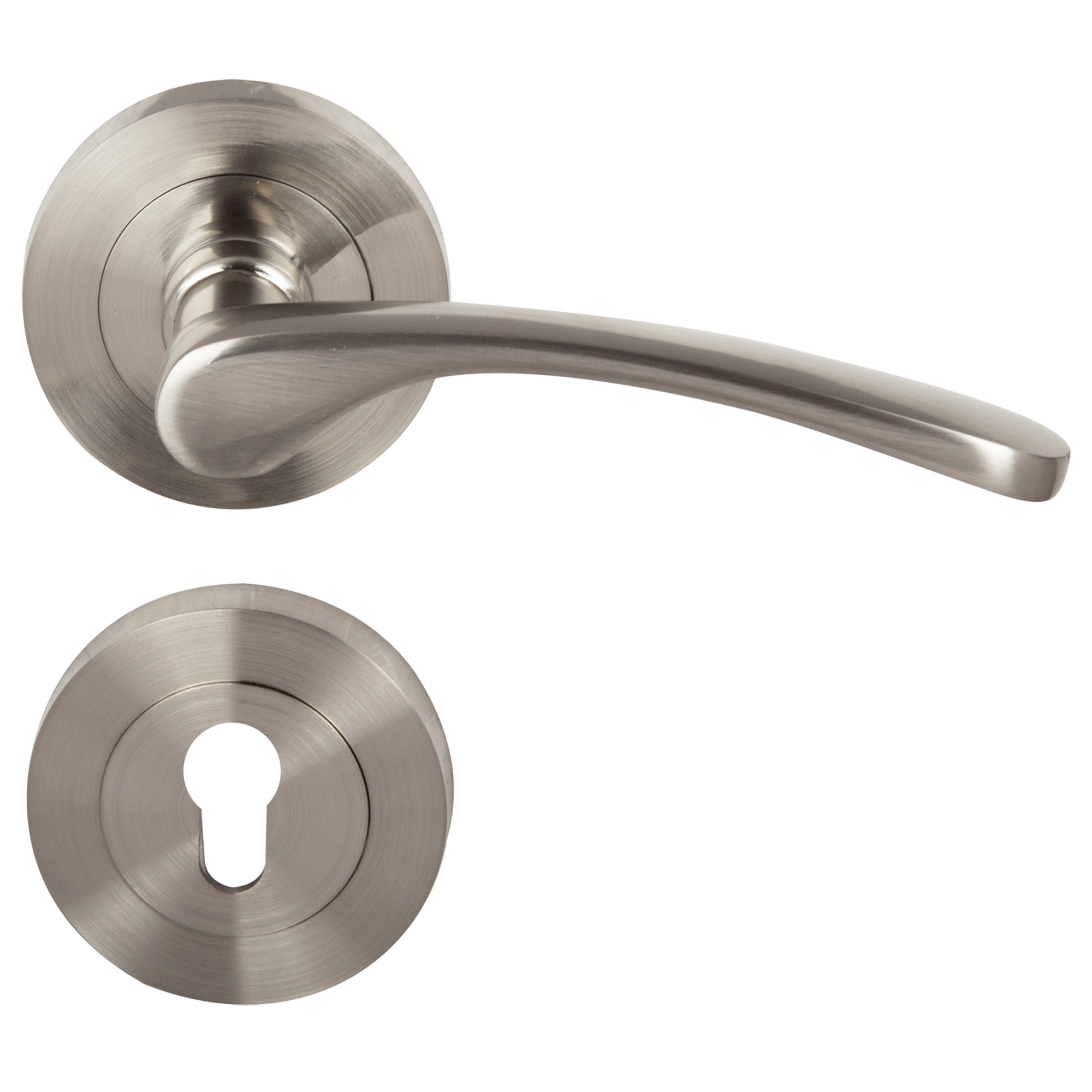 Maner Minerva cu rozeta, Evotools, pentru cilindru, nichel satin