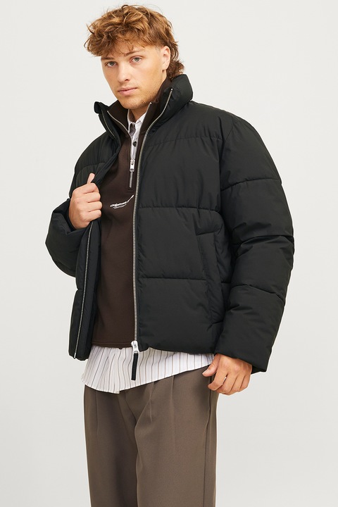 Jack & Jones, Geaca matlasata cu buzunare laterale, Negru