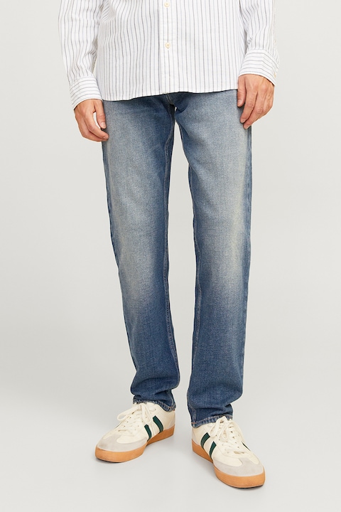Jack & Jones, Blugi drepti cu aspect decolorat, Albastru deschis melange