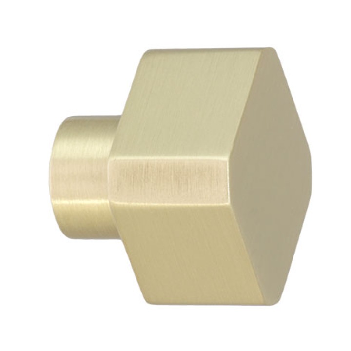 Buton de mobilier clasic, din alama, finisaj oro satinata, 30x32mm, Evi Herrajes, 01100730MT
